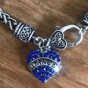 Dance Blue Rhinestone Heart Rope Bracelet